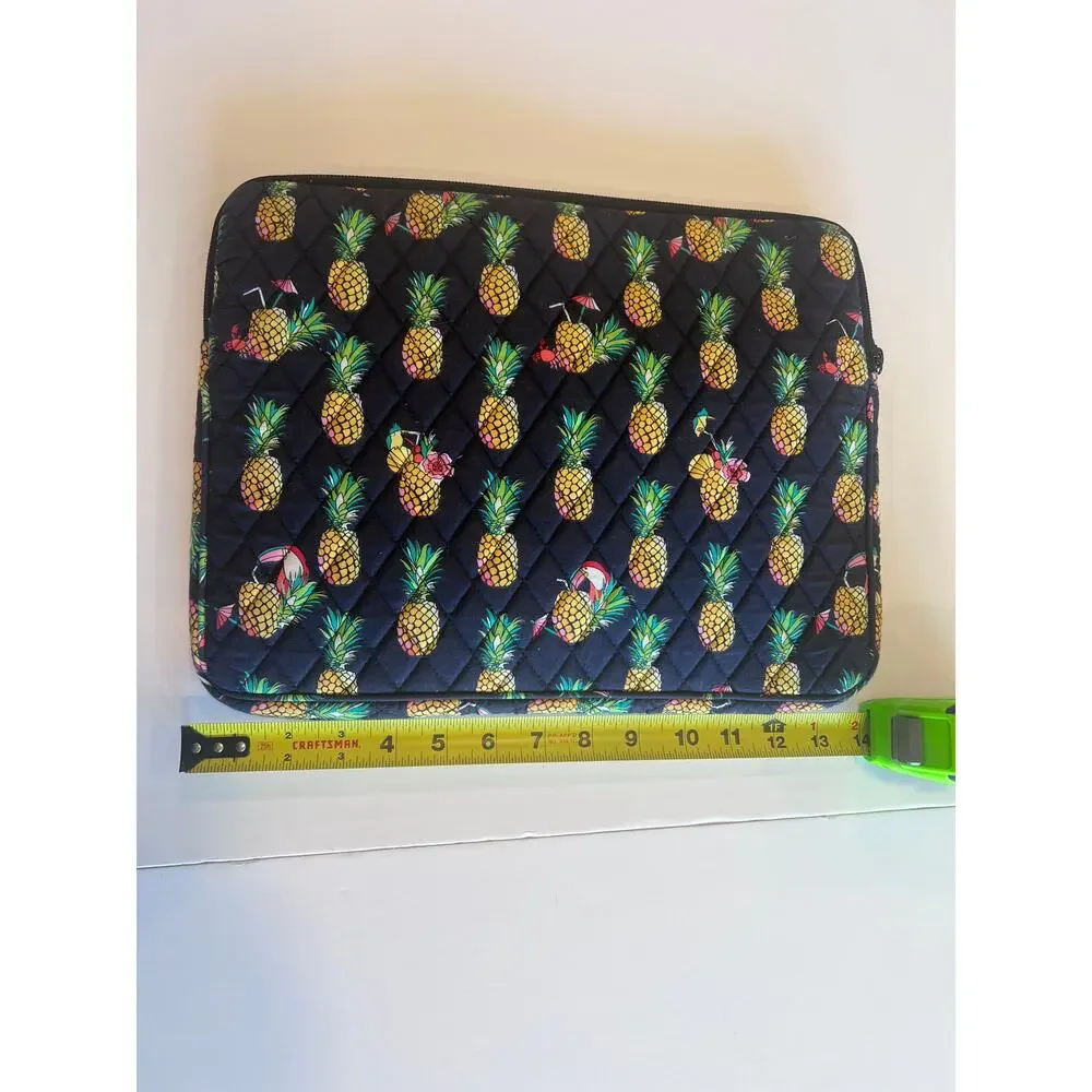 Vera Bradley Toucan Party Laptop Sleeve Quilted Navy Blue Pineapple Case Padded